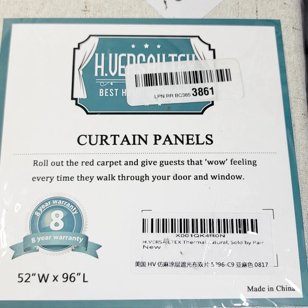 H. Versailtex 100% Blackout Curtains 52”x96” Full Light Blocking Curtain New E4